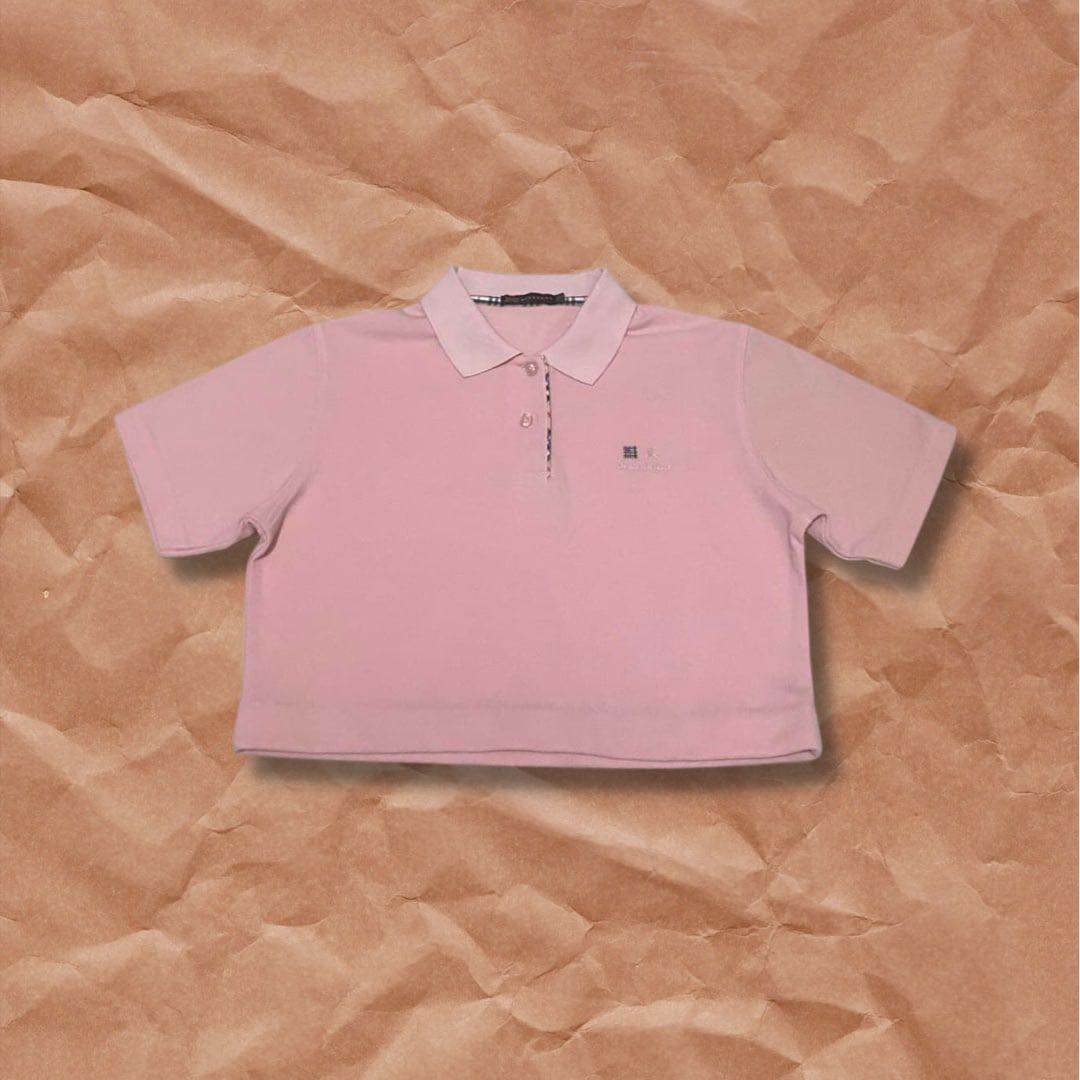 Pink burberry polo top shirt
