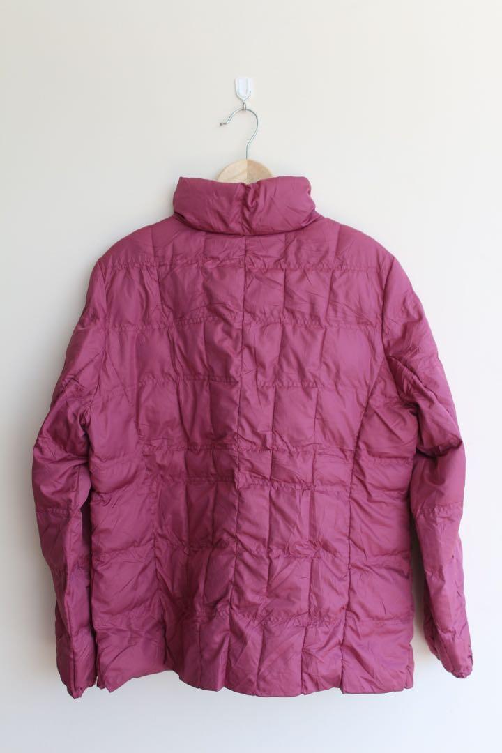 magenta puffer jacket