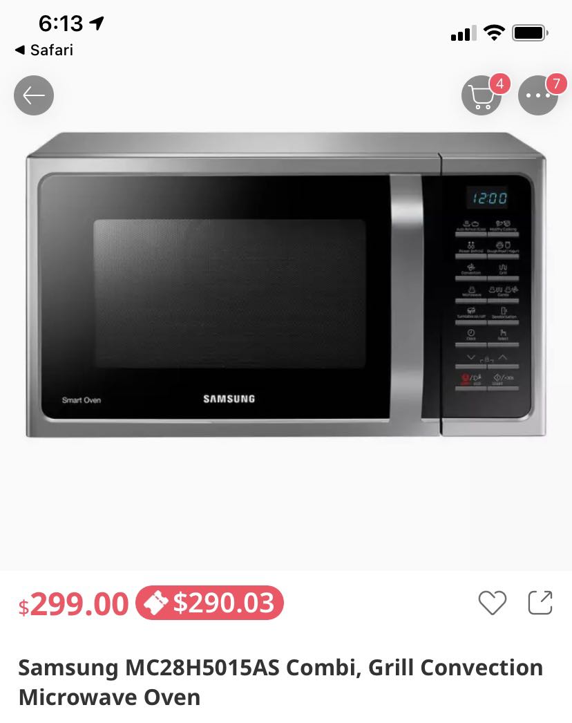 Samsung MC28H5015AS Combi Grill Convection Microwave Oven, TV & Home