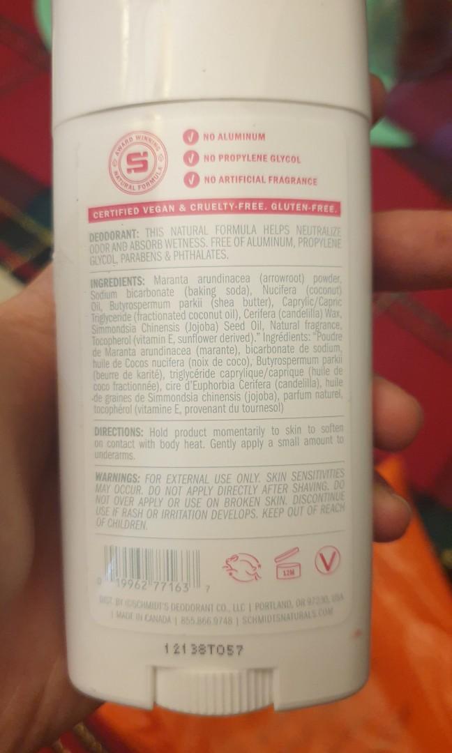 Schmidt's rose vanilla deodorant/nk aluminum, propylene glycol and