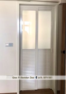 Slide & Swing Louver Toilet / Kitchen Door With Frosted Panel ...