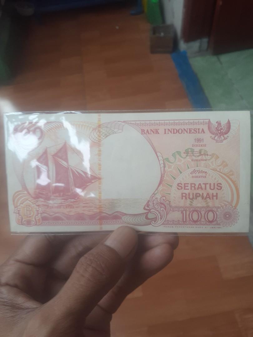 Uang kertas uka uka 100 rupiah perahu layar tahun 1991, Antik ...