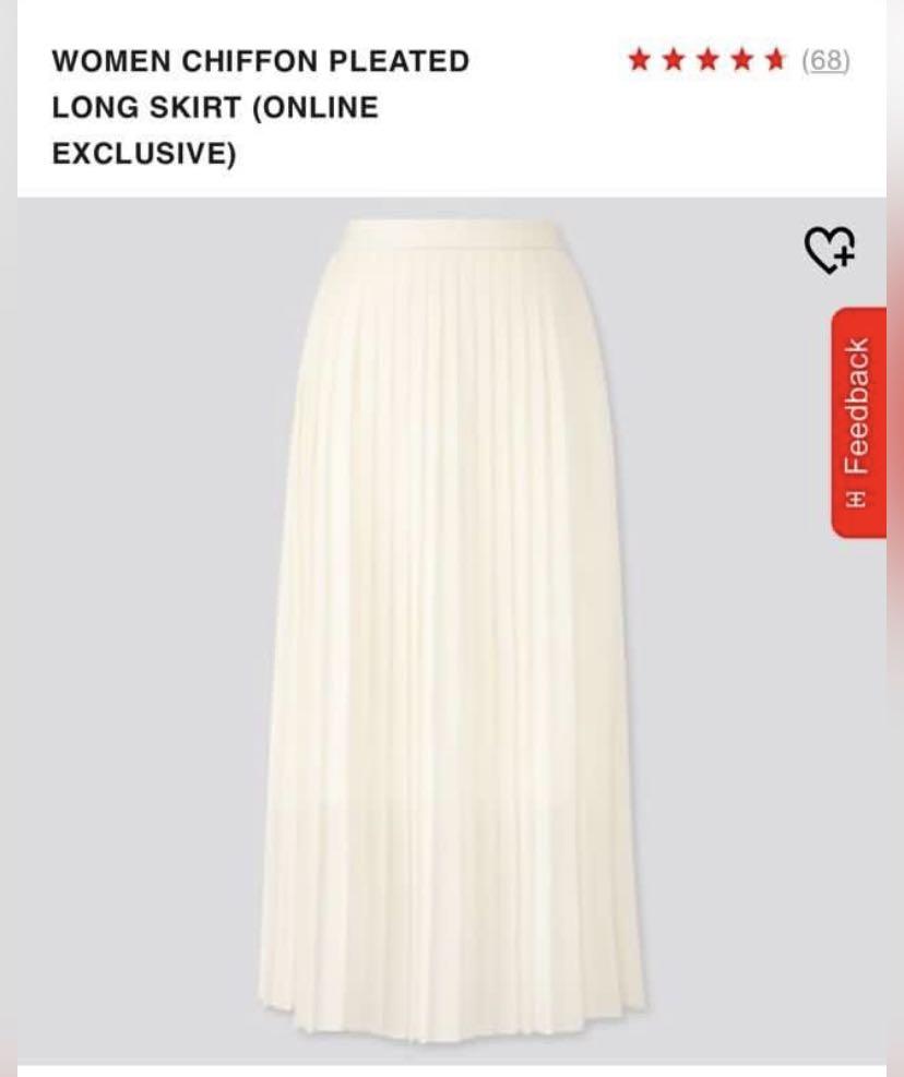Uniqlo White Chiffon Pleated Long Skirt 30 Women S Fashion Bottoms Skirts On Carousell
