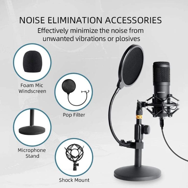 USB Streaming Podcast PC Microphone, SUDOTACK professional 192KHZ/24Bit  Studio Cardioid Condenser Mic Kit with sound card Boom Arm Shock Mount Pop  Filter, for Skype r Karaoke Gaming Recording 