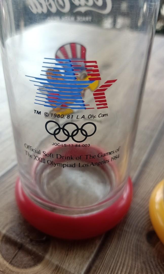 Vintage Cocacola Olympic glass & Amber Blue cork bottle, Hobbies & Toys, Memorabilia