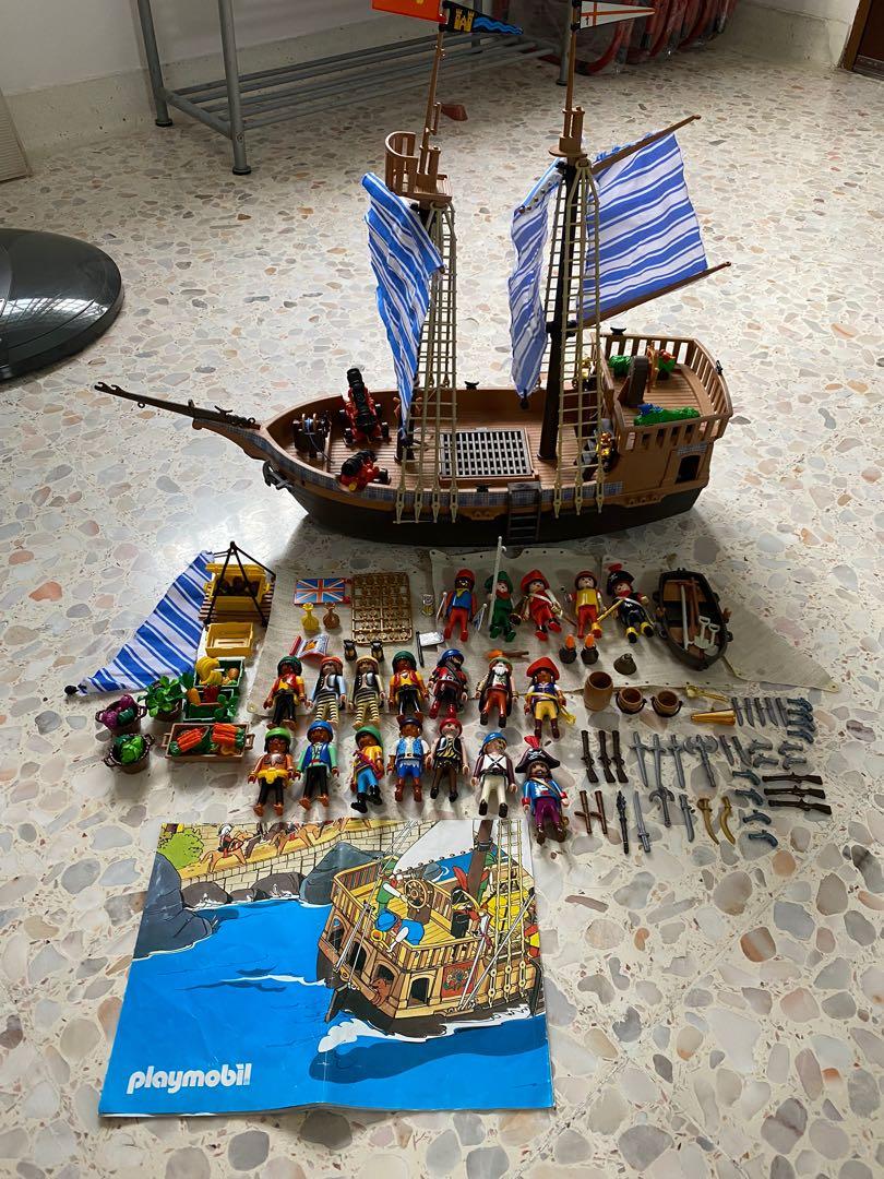 Vintage Playmobil Pirate Ship 3550 With Accessories & Figures 1974  Incomplete
