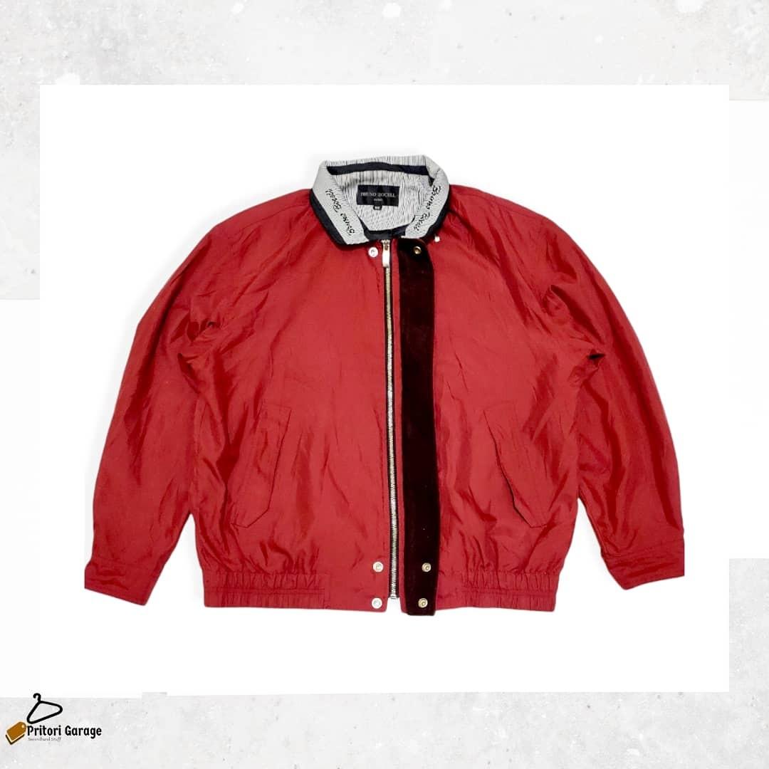 red windbreaker jacket