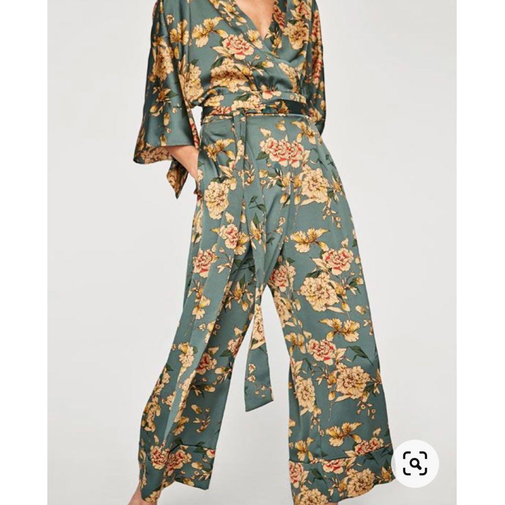 Zara | Pants & Jumpsuits | Zara Satin Sage Green Jumpsuit Romper With  Multicolor Chain Detail | Poshmark