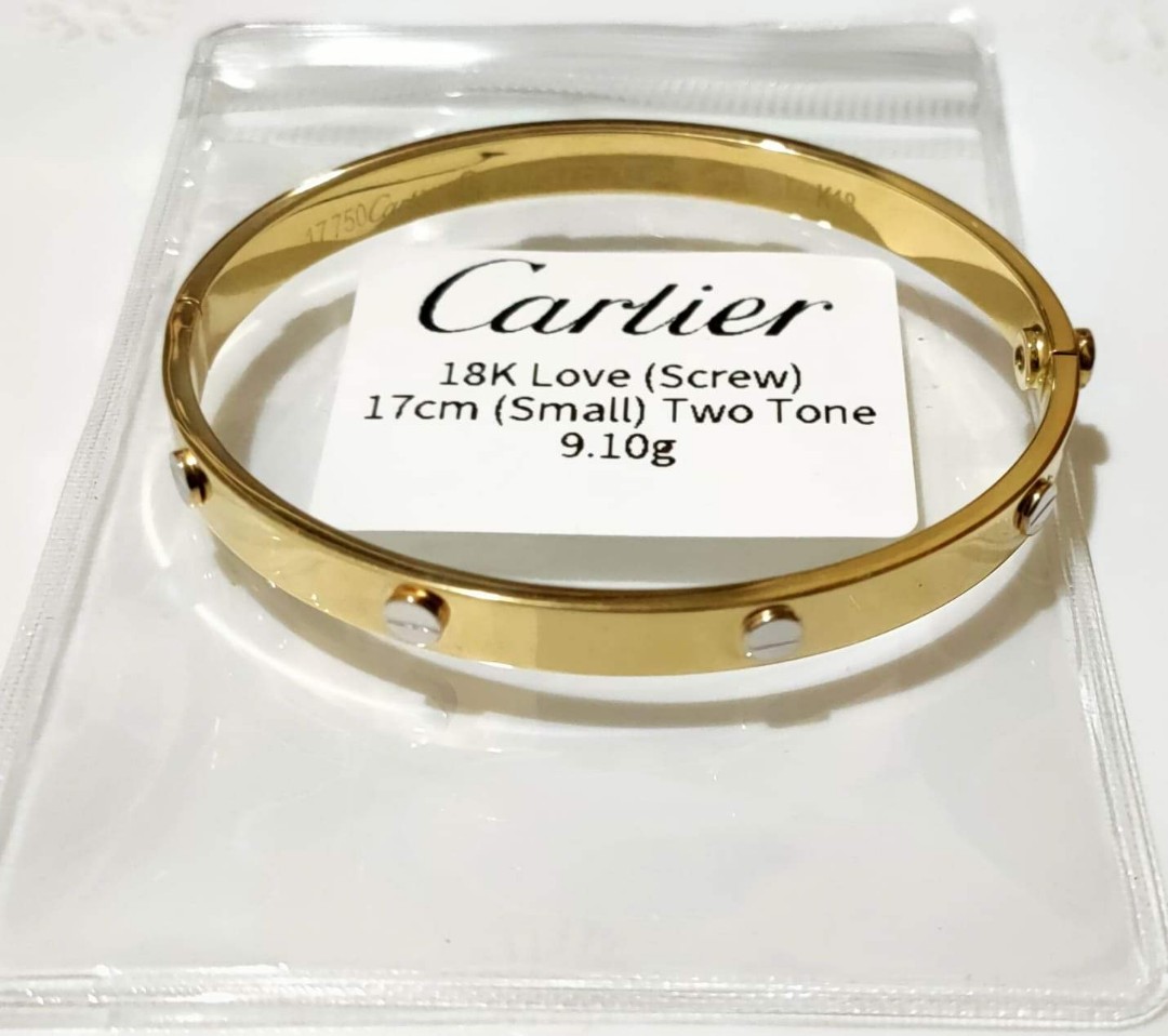 18k CARTIER YELLOWGOLD 2TONE BANGLE, Women's Fashion, Jewelry ...