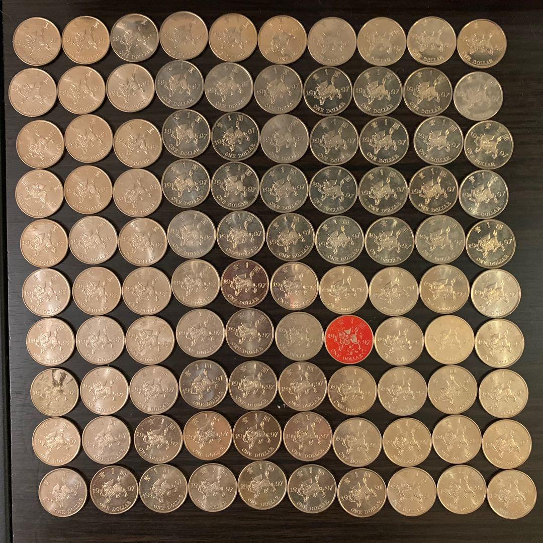 1997年(香港回歸紀念版麒麟一元硬幣)共100個, 興趣及遊戲, 收藏品及紀念品, 錢幣- Carousell