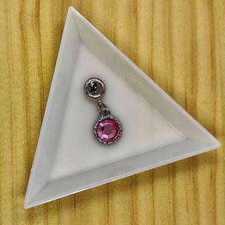 Acrylic Rhinestone Flat Round Platinum Pink Alloy European Dangle Charm for DIY Jewelry