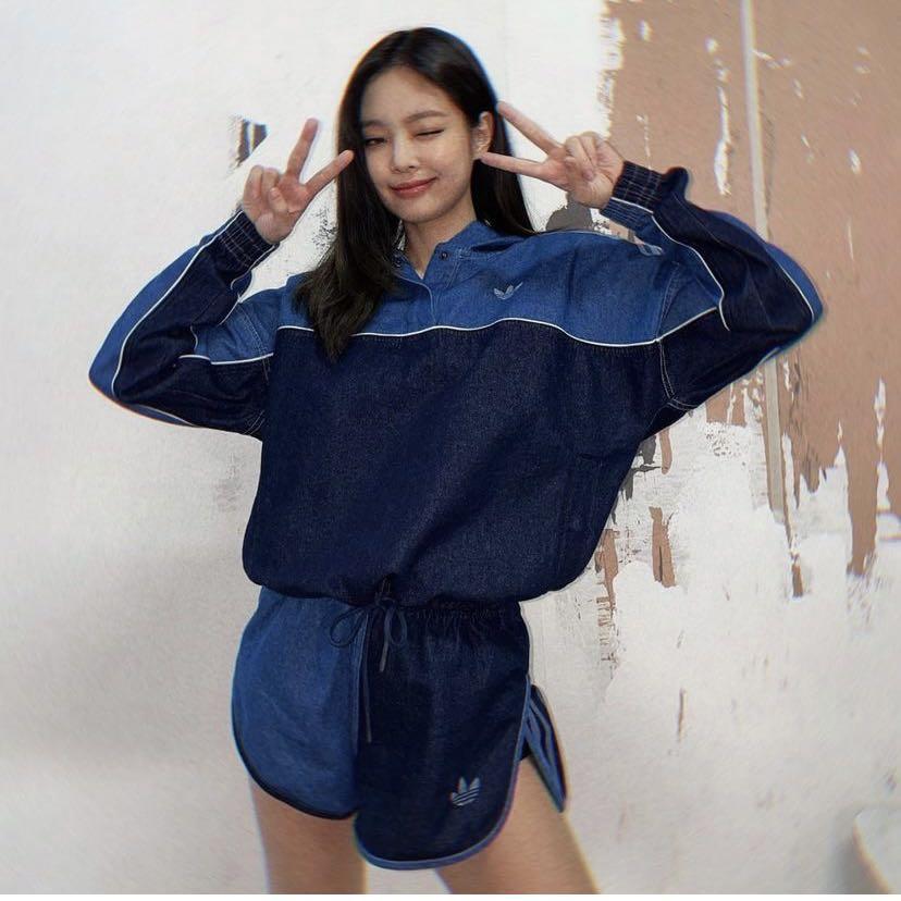 Adidas denim short hoodie new arrivals