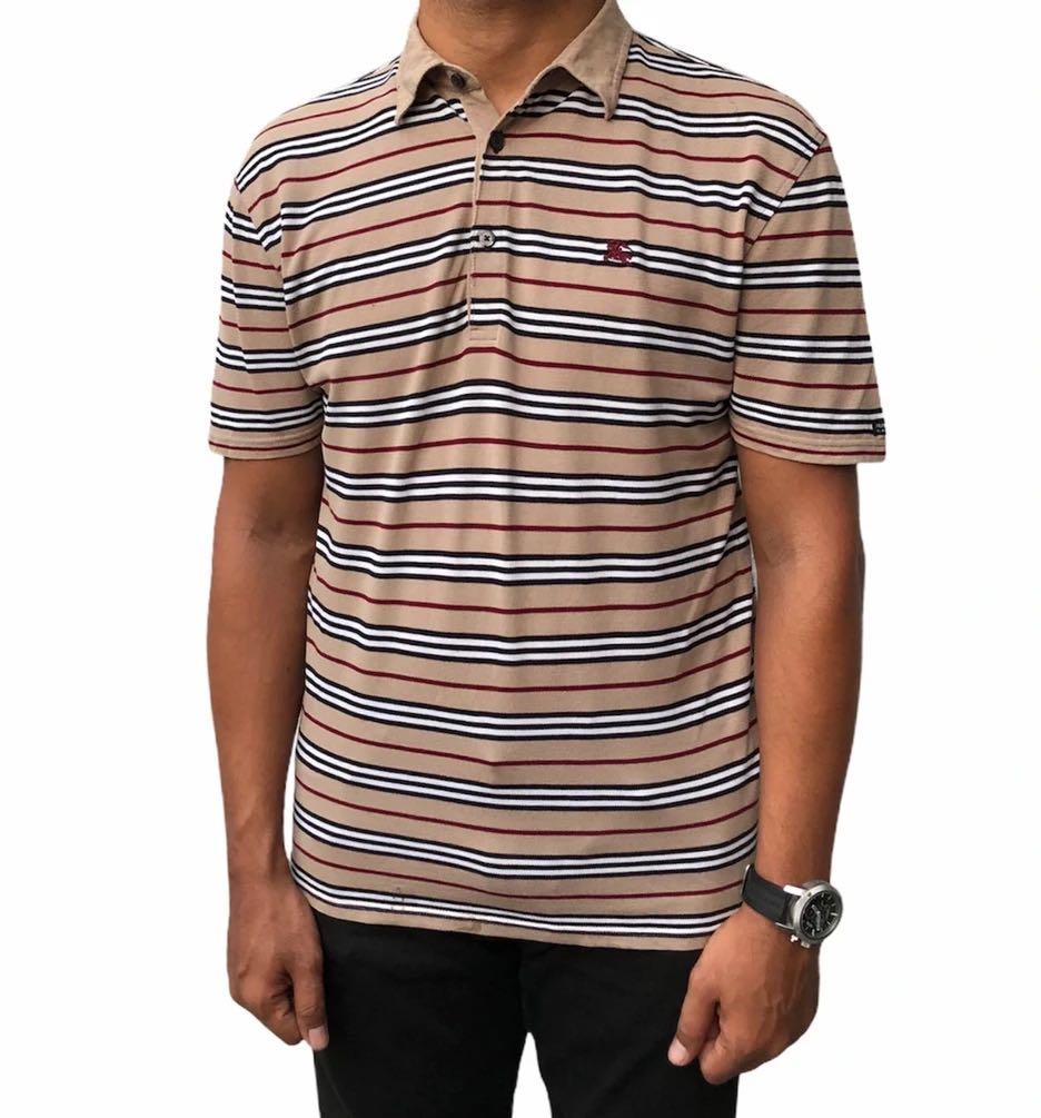 Authentic Burberry black label nova check striped polo shirt blue label  vintage, Men's Fashion, Tops & Sets, Tshirts & Polo Shirts on Carousell