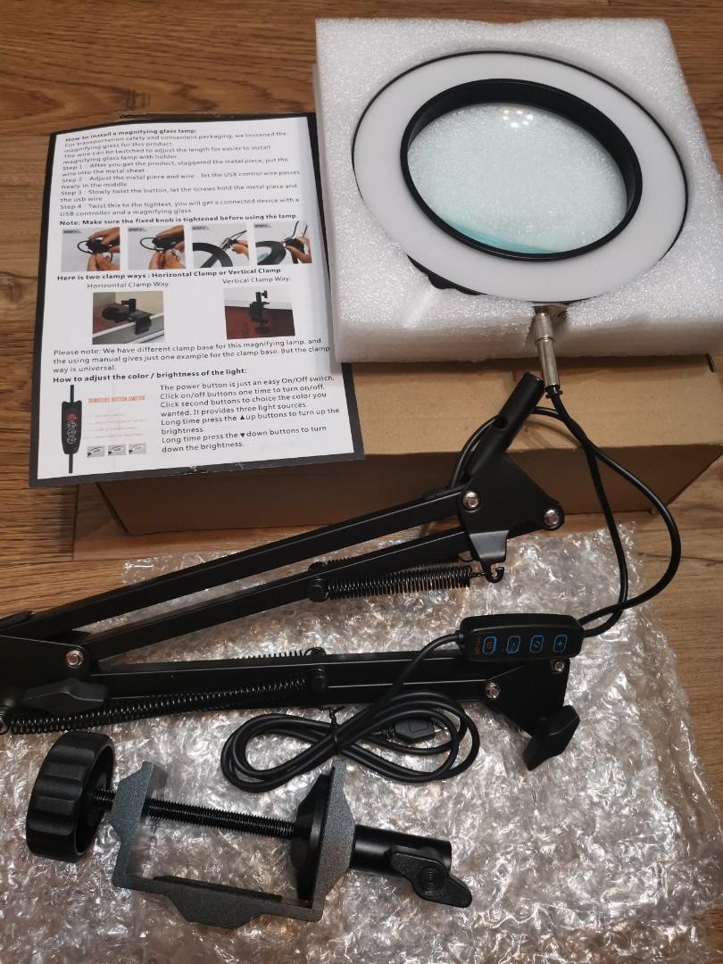 BNIB YOUKOYI 5X LED Magnifying Lamp Metal Swing Arm Magnifier Light 3 Color Modes 4.1