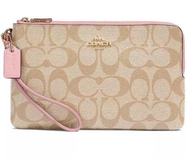 coach double zip wallet in signature canvas