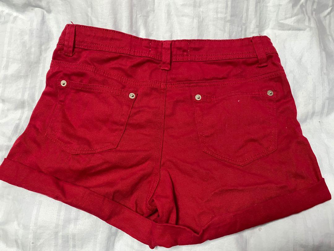 Cotton On Red Shorts, Women's Fashion, Bottoms, Shorts on Carousell