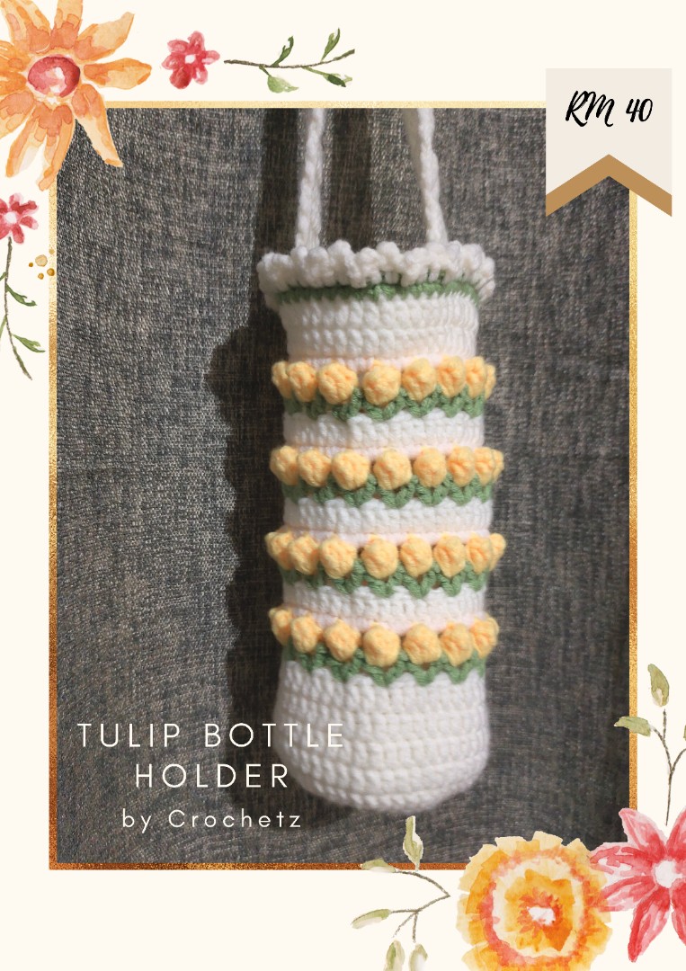 Tulip Water Bottle Holder: Crochet pattern