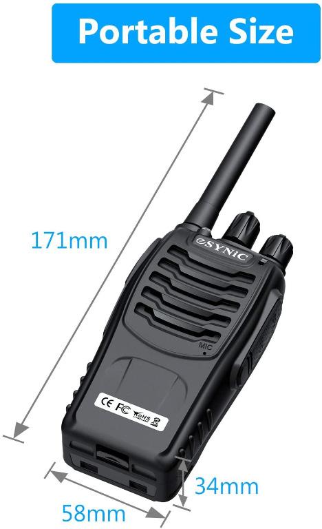 eSynic Rechargeable Walkie Talkies with Earpieces 2pcs Long Range Two-Way  Radios 16 Channel UHF USB Cable Charging Walky Talky Handheld Transceiver  with Flashlight, Mobile Phones  Gadgets, Walkie-Talkie on Carousell