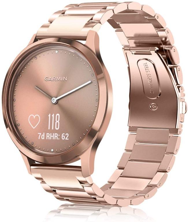 FINTIE Strap Compatible with Garmin Vivoactive 3 Vivoactive 3 Music Forerunner 645 Music Vivomove HR Smartwatch Quick Release Stainless Steel Metal Replacement Strap Wrist Band Rose Gold Mobile Phones...