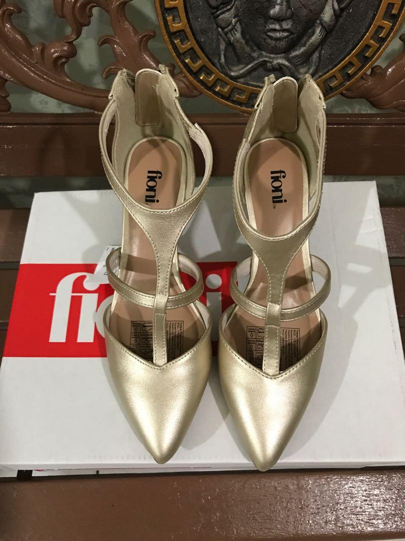 Fioni Heels gold, Fesyen Wanita, Sepatu 