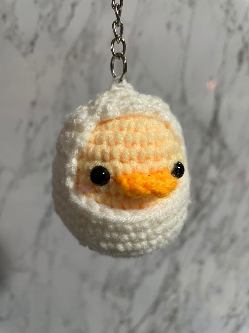 Handmade crochet little duck keychain, Hobbies & Toys, Stationery