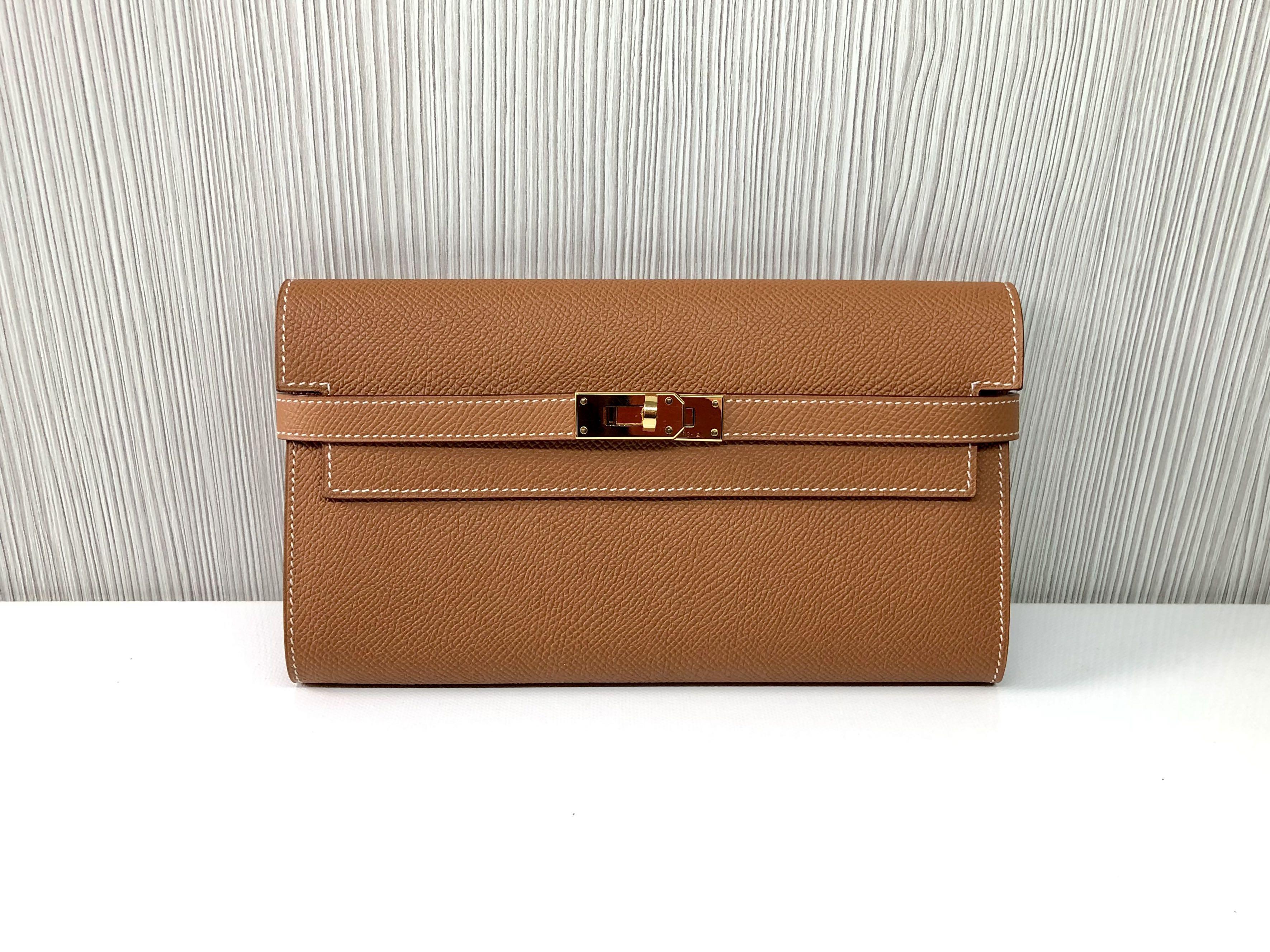 Hermes Gold Epsom Leather Kelly Classic Wallet Hermes