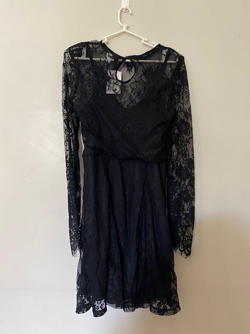 chinese dress ladies Black Lace Midi Dress | Black Lace Dress | Black Dress main image 0