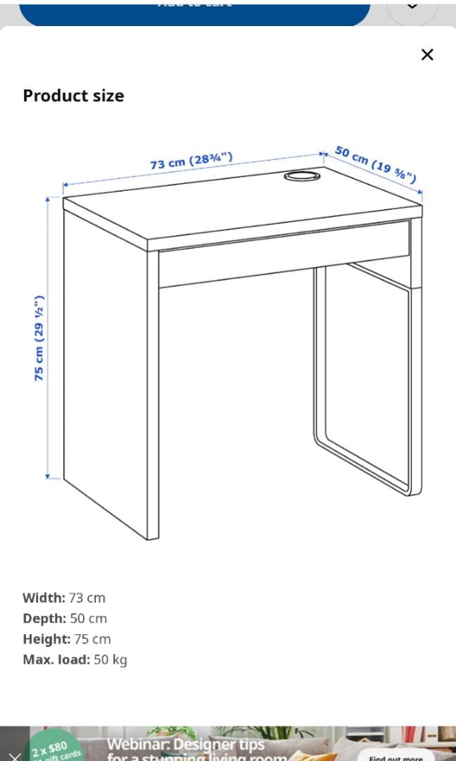 Ikea on sale micke height