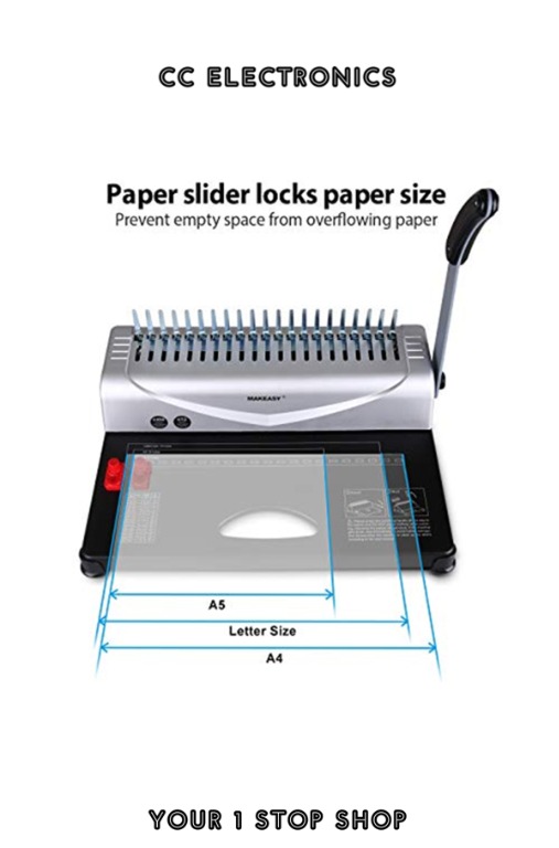 INSTOCK MAKEASY Binding Machine, 21Hole, 450 Sheet, Paper Punch Binder with Starter Kit 100 PCS