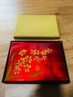 Japanese Lacquer Box Jewellery Red Gold Floral  Guo Da Li Gift