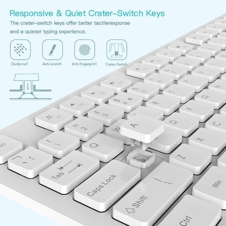 [K2047] Wireless Keyboard Mouse Combo, WisFox 2.4GHz Slim Fullsized