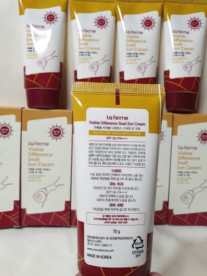 La ferme Visible Difference Snail Sun cream SPF50+ Pa+++, Beauty ...