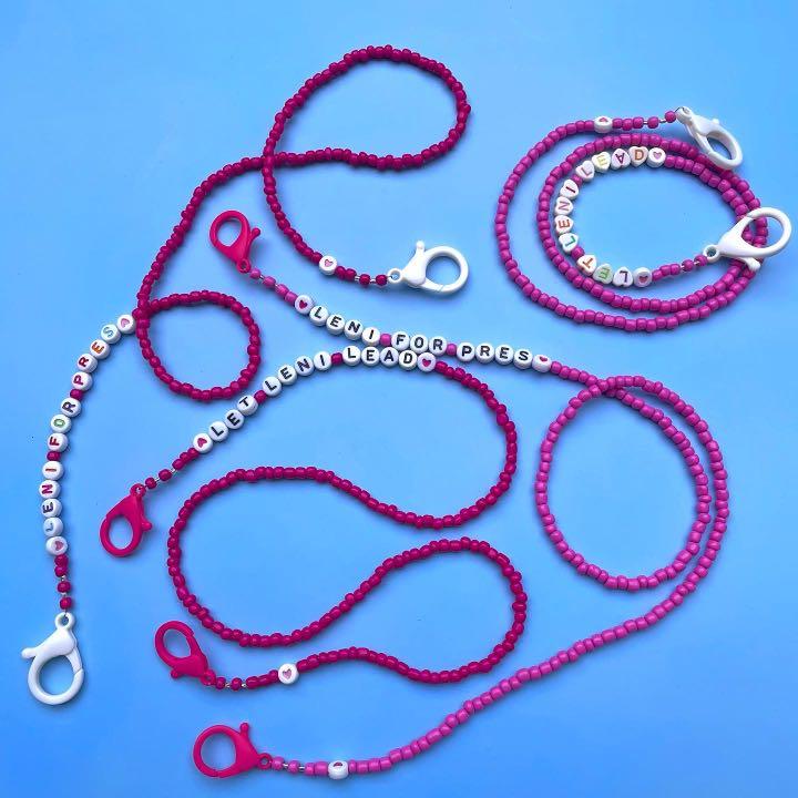 Kakampink Leni Facemask Holders Facemask Lanyard (Category: Necklaces) located in Paranaque City. Submitted by sysfar (Listing ID 1121354034, Image 3). Description: Customization Available #LetLeniLead #LeniForPres #Leni22 Visit @monsumanila on IG for more designs 💖.
