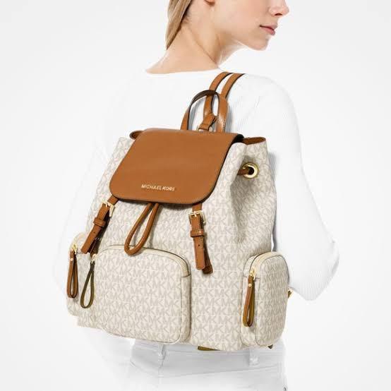 Michael Kors Abbey Large Signature Backpack, Women's Fashion, Bags &  Wallets, Backpacks on Carousell