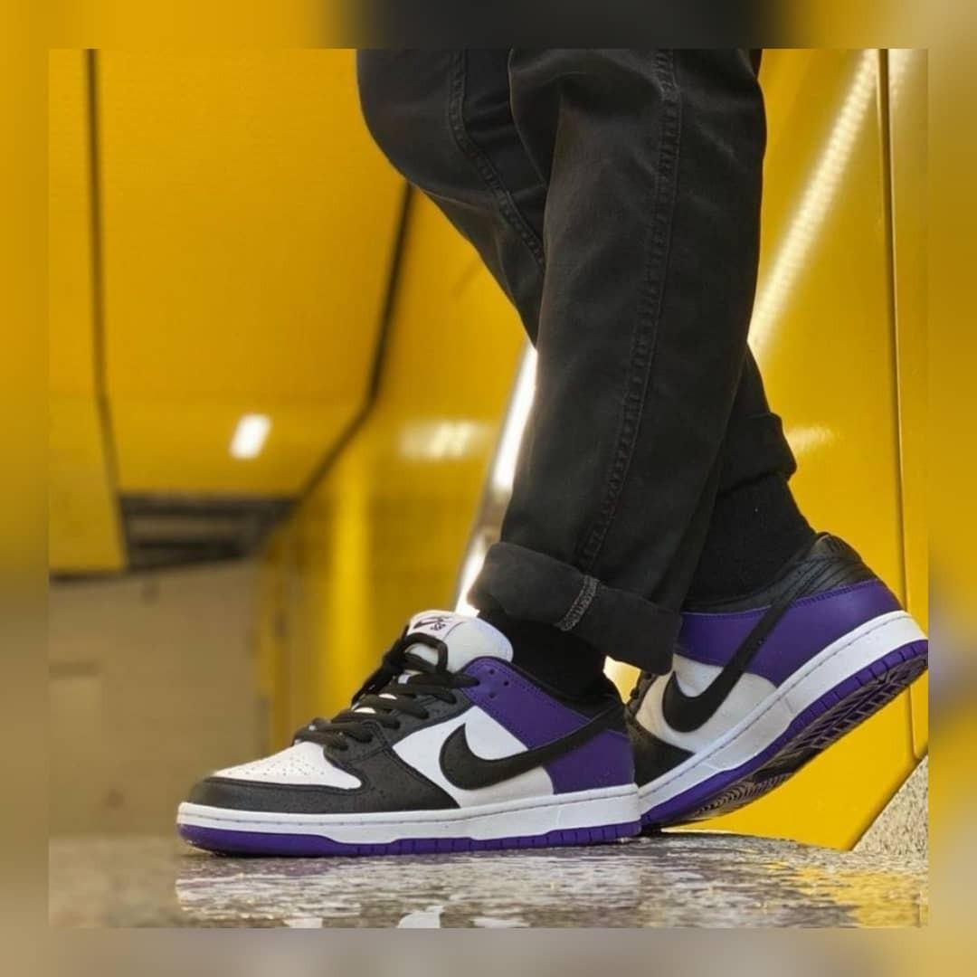 nike sb dunk court purple on feet
