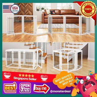 Free Courier Price Beat Spirich Freestanding Foldable Wire Pet Gate For Dogs 60 Inches Extra Wide 30 Inches Tall 3 Panels Dog Gate For The Houes Doorway Stairs Pet Puppy Safety Fence