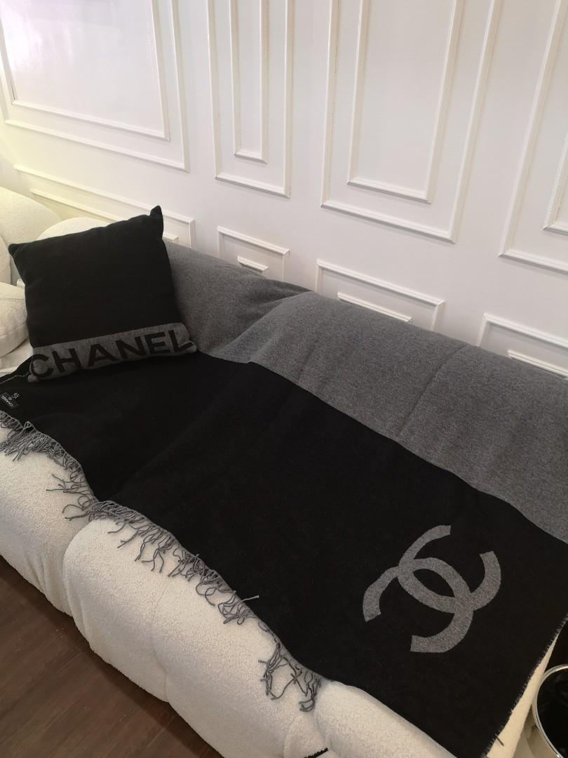 Php 165K CHANEL Cashmere Wool Blend Throw Blanket and Pillow