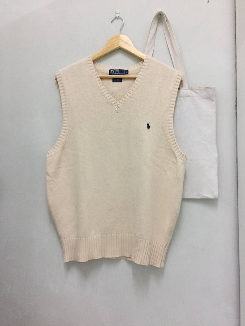 polo by ralph lauren knit vest in cream (rare), Women's Fashion, Coats,  Jackets and Outerwear on Carousell