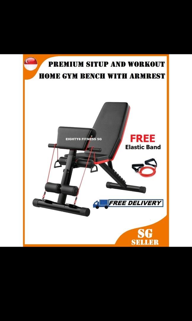 Premium Home Gym Bench with Armrest, Sports Equipment, Exercise