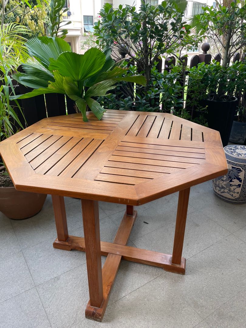 Teak outdoor dining table, Furniture & Home Living, Furniture, Tables