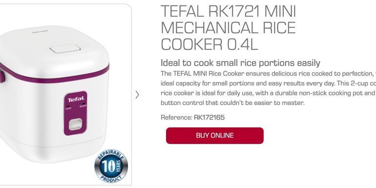 TEFAL RK1721 MINI MECHANICAL RICE COOKER 0.4L RK172165