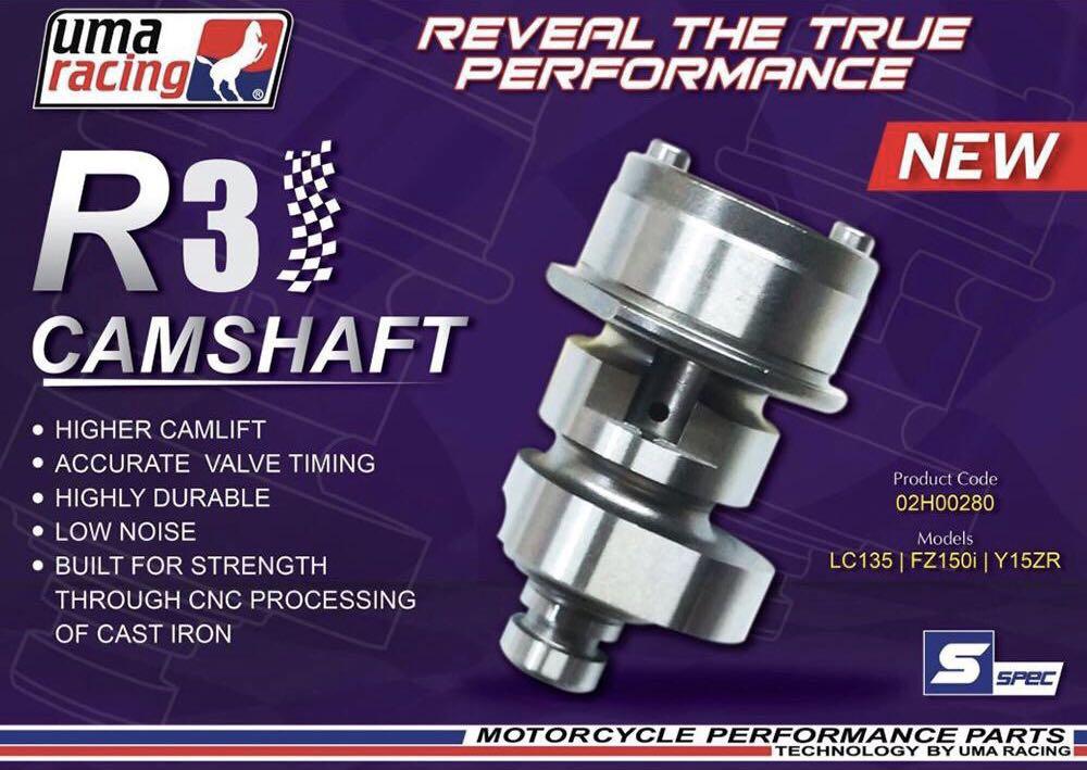 UMA RACING CAMSHAFT R3 YAMAHA SNIPER 150 Y15 Y15ZR MXKING SPARK 135 X1R JUPITER MX, Motorcycles
