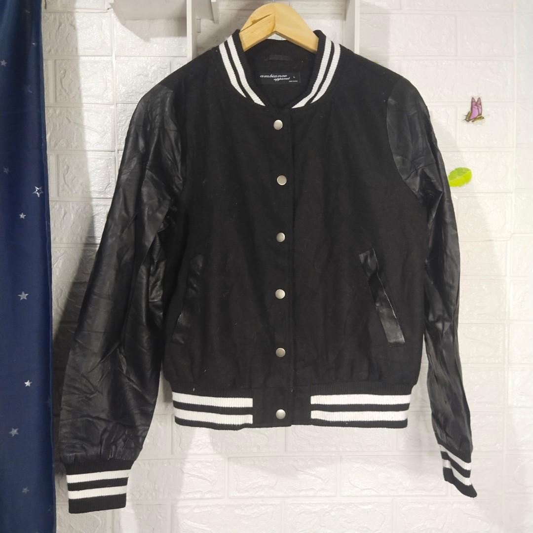 VARSITY BOMBER JACKET FOR WOMEN AMBIANCE APPAREL SIZE MEDIUM