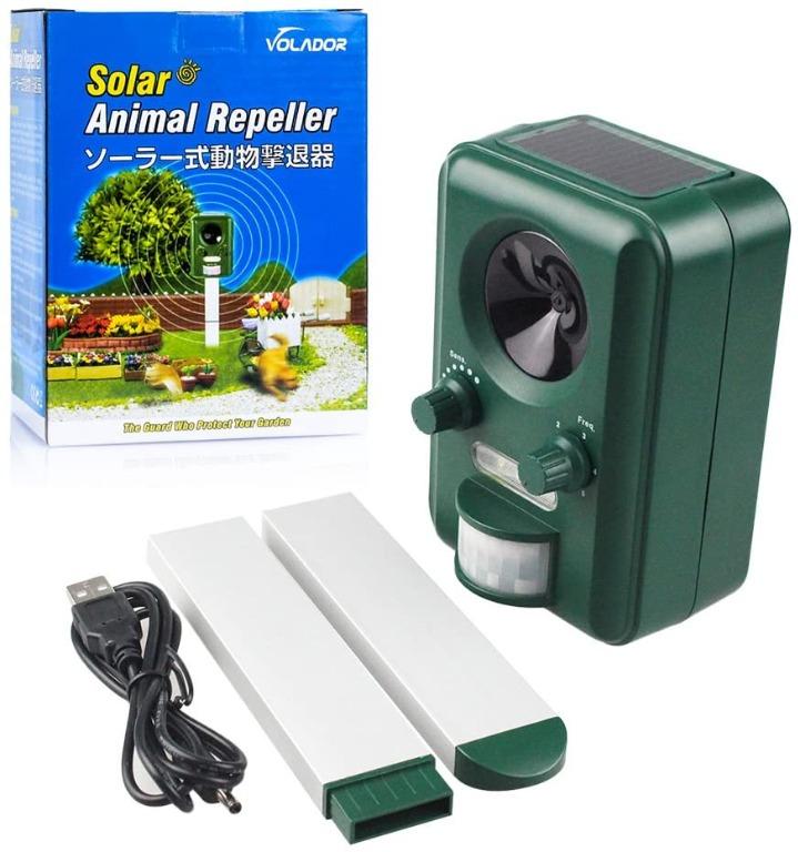 VOLADOR Cat Repellent Motion Activated Ultrasonic Solar Power Battery