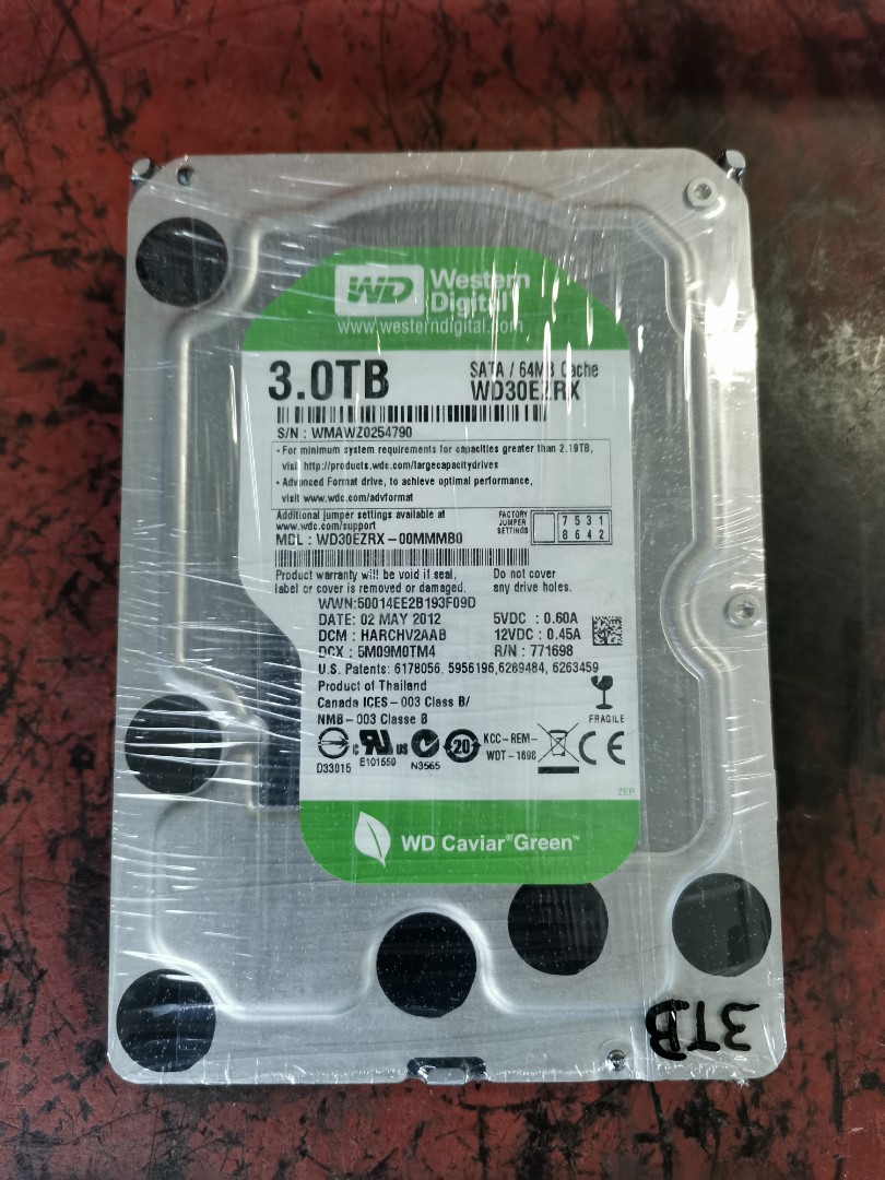 【まとめ割引有】HDD 3TB 3.5 WD Green  (581時間)