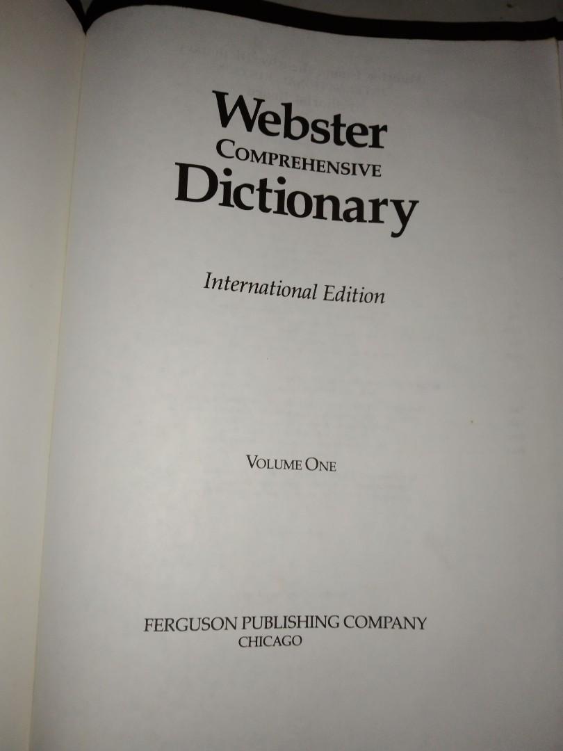 Webster Comprehensive Dictionary International Edition Set (Category: Textbooks) located in Muntinlupa City. Submitted by jemmypags (Listing ID 1121217309, Image 2). Description: two volume with flaws (check pictures) hard bound with plastic cover total weight : 3 1/4 kg old vintage prefer pick up only by grab, lalamove or any same day delivery courier or meetup ar Alabang Muntinlupa City only ------- Buy any 2 of my listing with price of 300 for