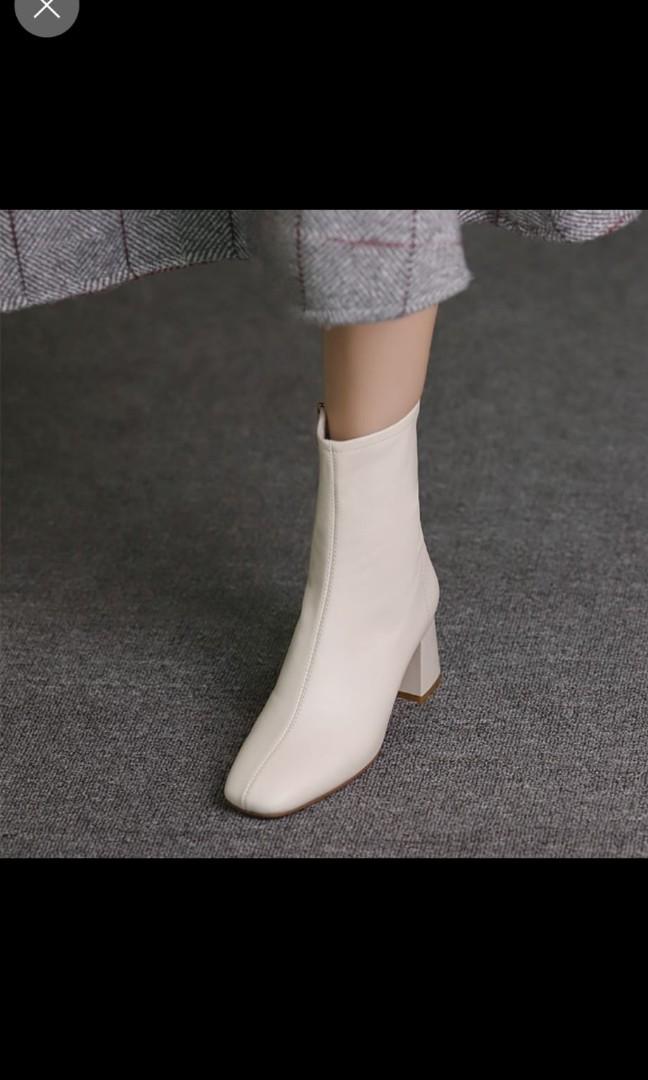 White boots square toe top