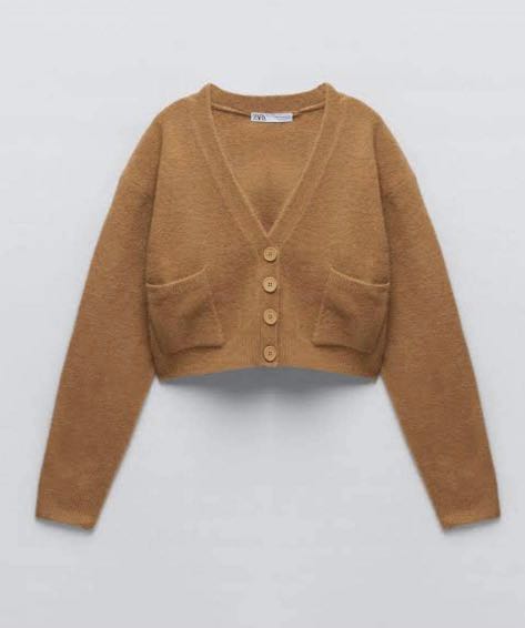 zara brown knit cardigan