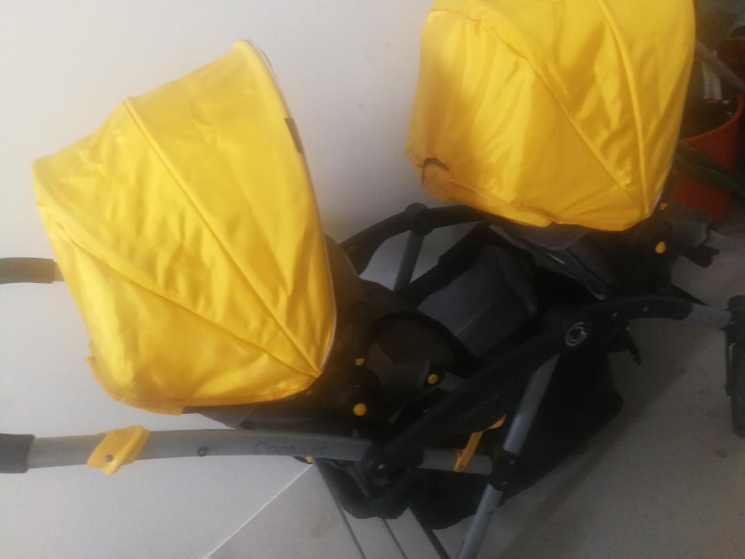 options lt double stroller yellow