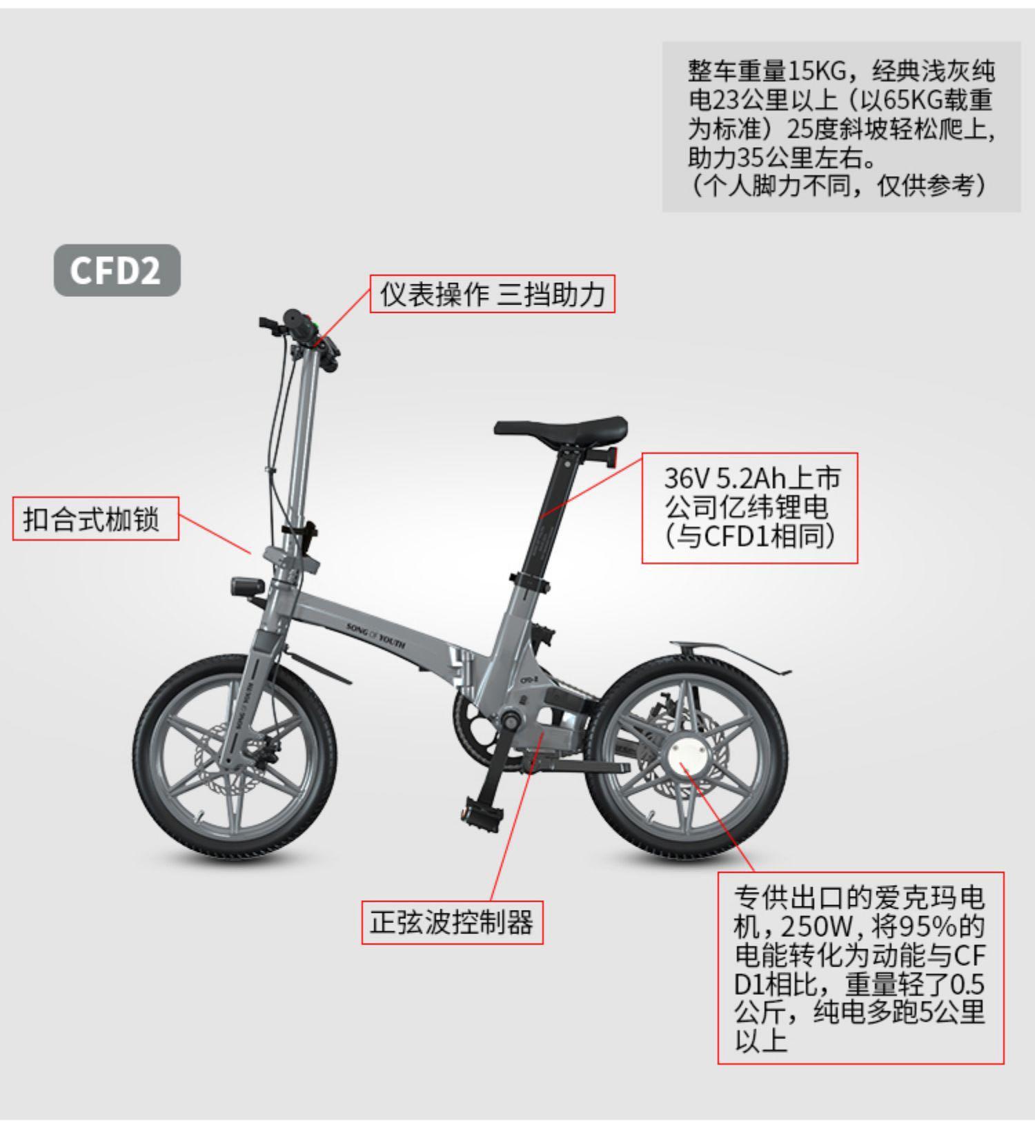 Song of Youth CFD-2 摺疊單車電助力電動鎂合金, 運動產品, 單車及配件 